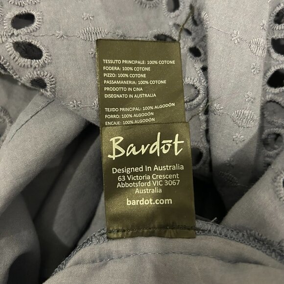 BARDOT Blue Eyelet Long Sleeve Maxi Dress US 6. - Picture 10 of 11